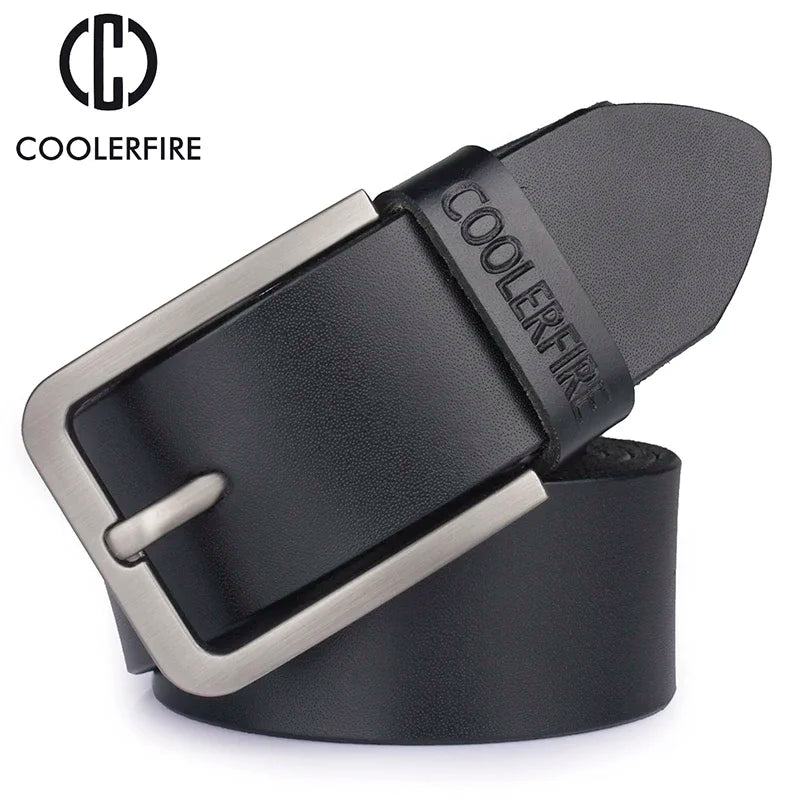 Men's Belt Genuine Leather Luxury Designer Vintage Pin Buckle for