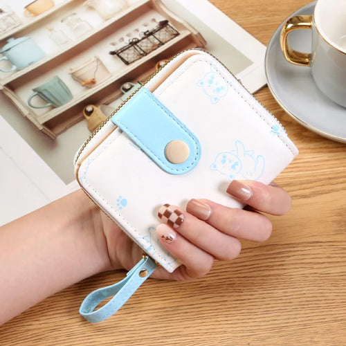 Japanese Cute Kitten Ladies Short Wallets Student Card Holder Bag with
