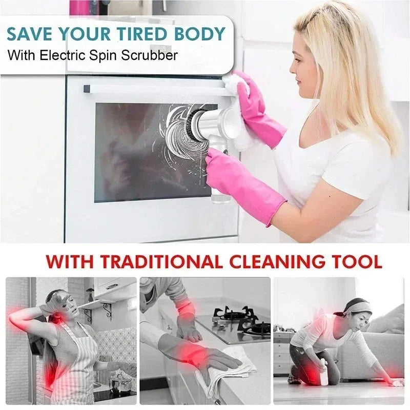 5-in-1 Electric Spin Scrubber Cleaning Brush for Bathroom Tile Bathtub