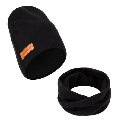 2Pcs/Lot Faux Cashmere Baby Turban Hats Scarf Set Newborn Kids Leather