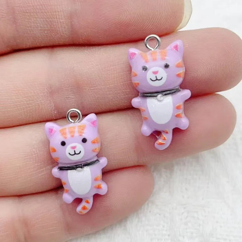 12pcs Cute Mini Cat Resin Pendant DIY Handmade Earrings Necklace