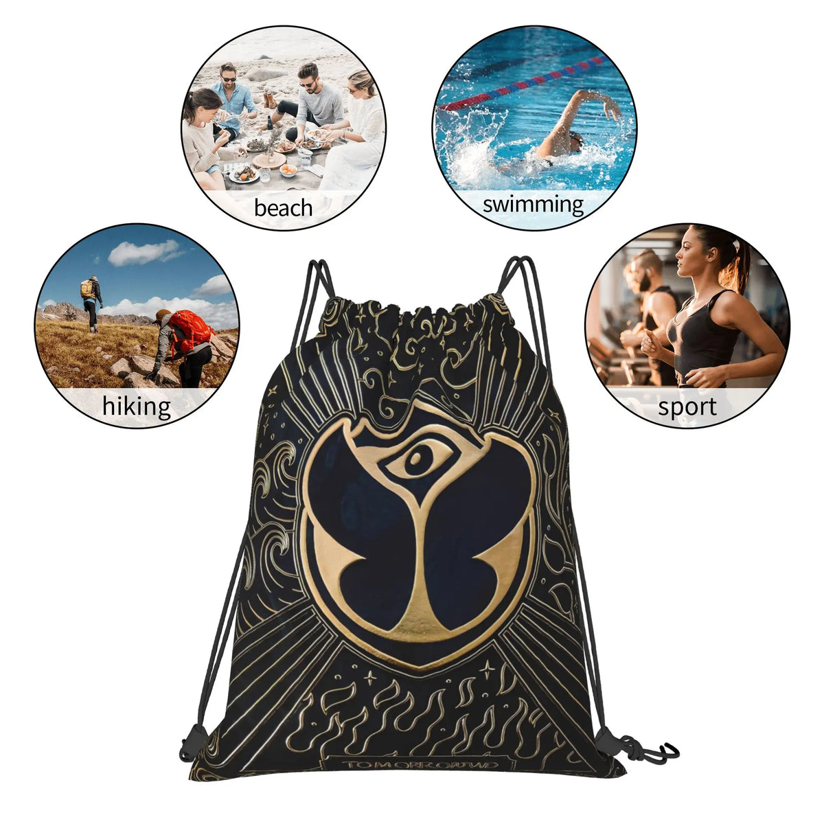 Tomorrowlands  Drawstring Backpack Sackpack Water Resistant Bags