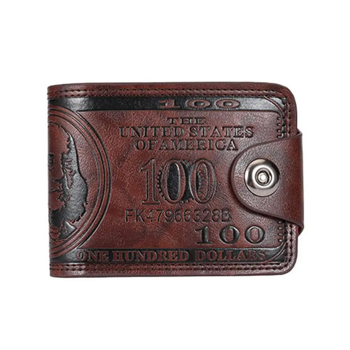 Men's Wallets with 100 US Dollar Pattern Hasp Male Leather Wallet with