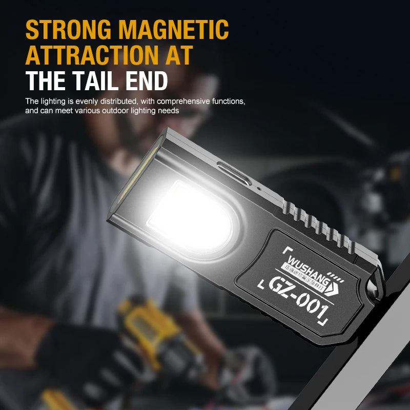 Portable Keychain LED COB Flashlight USB Rechargeable Torch with Pen
