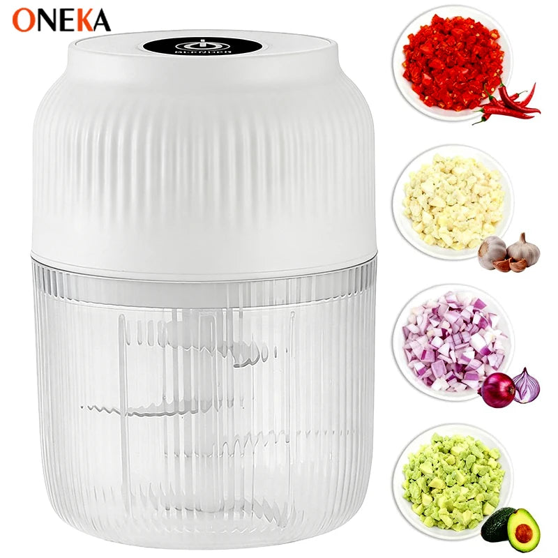 6-Blade Electric Mini Garlic Chopper USB Chili Pepper Grinder Kitchen