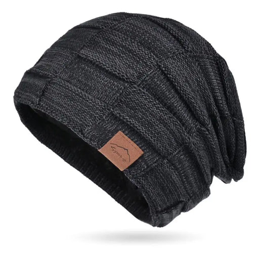 Winter Women's Knitted Beanie Hat, Warm Fleece Lined Plus Size Fashion