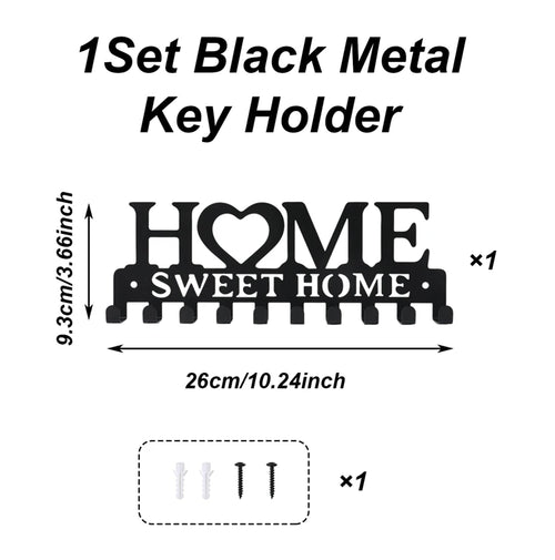 1pc Black Metal Keys Holder Wall Mount Key Holder Sweet Home Design