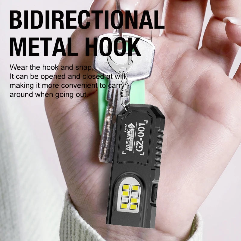 Portable Keychain LED COB Flashlight USB Rechargeable Torch with Pen