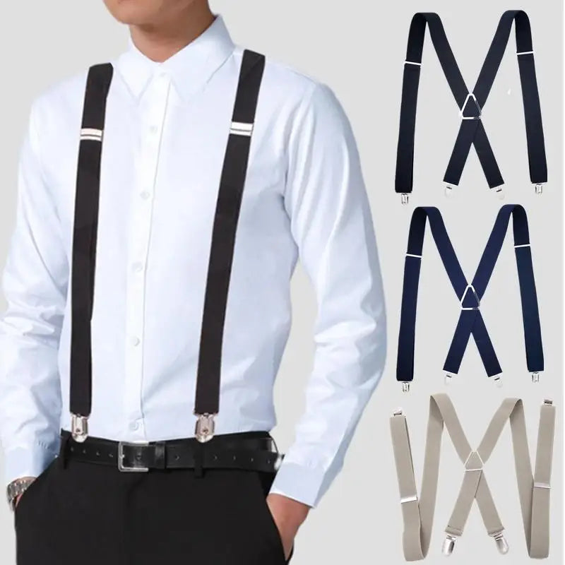 Men Work Heavy Duty Suspenders Adjustable Elastic Trouser Braces Belt