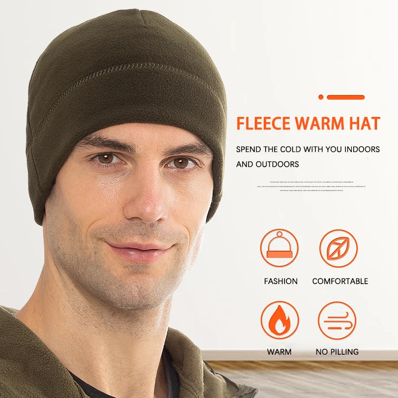 Winter Fleece Beanie Cycling Men Women Elastic Hiking Soft Thermal