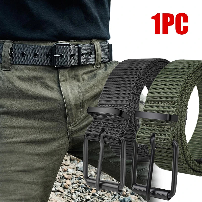 Men's Fashion Porous Pin Buckle Canvas Belt Versatile Student Youth