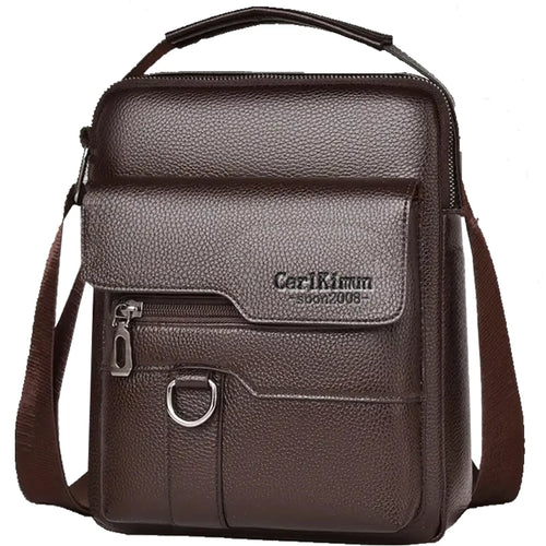 Multi-Purpose Men's Shoulder Bag for Work, PU Crossbody Briefcase with