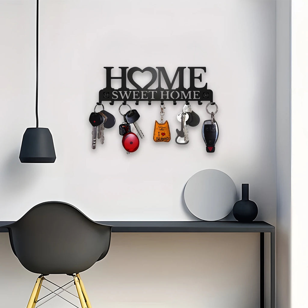 1pc Black Metal Keys Holder Wall Mount Key Holder Sweet Home Design