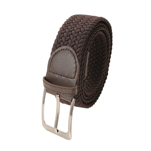 Solid Color Elastic Woven Belt, Casual Men's Hole-Free Elastic Canvas