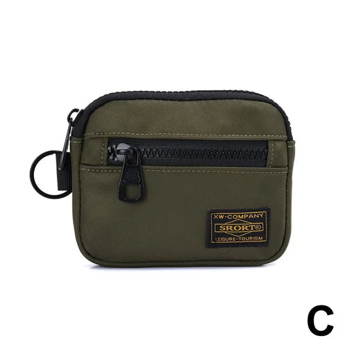 Small Casual Men's Coin Purse Canvas Zipper Short Wallet Retro Key