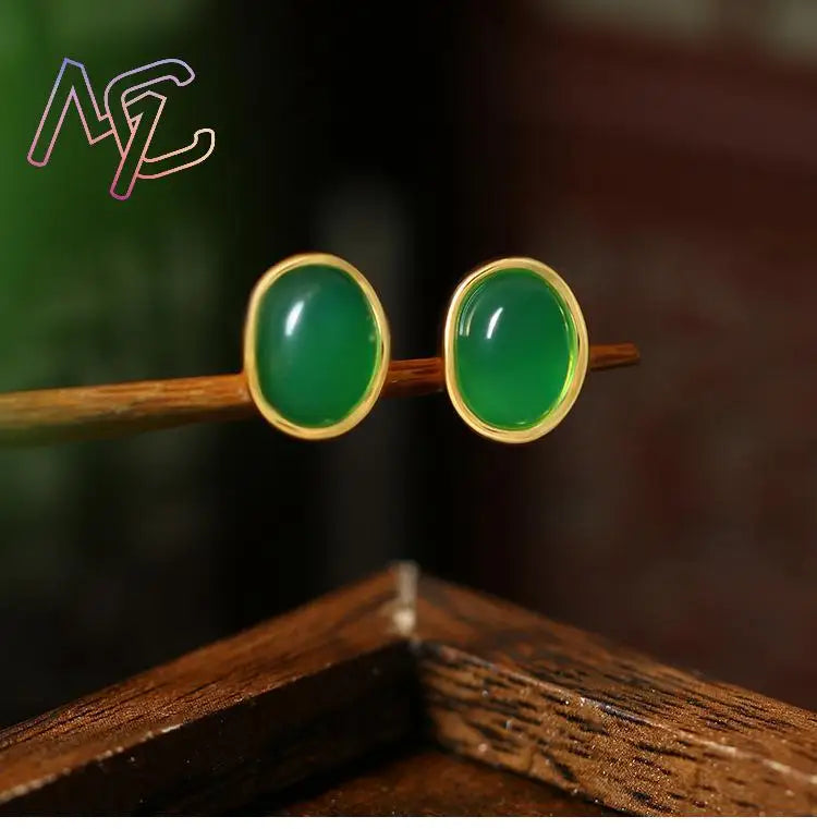 Green Natural Jade Earrings Talismans Luxury Gifts for Women Carved