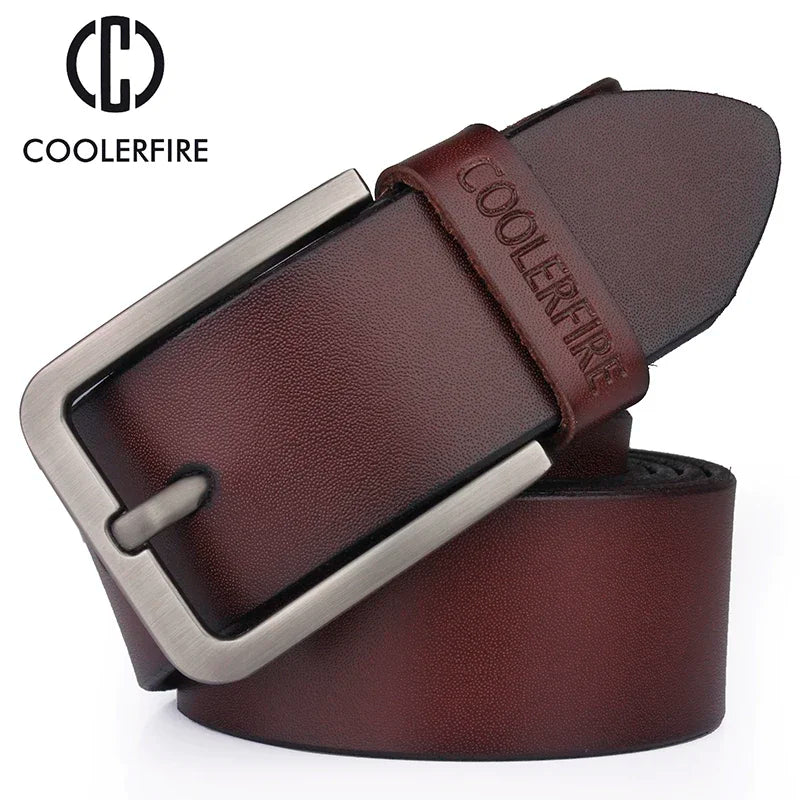 Men's Belt Genuine Leather Luxury Designer Vintage Pin Buckle for