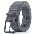 Men's Canvas Pin Buckle Belt – Porous Outdoor Leather Belt in Gray