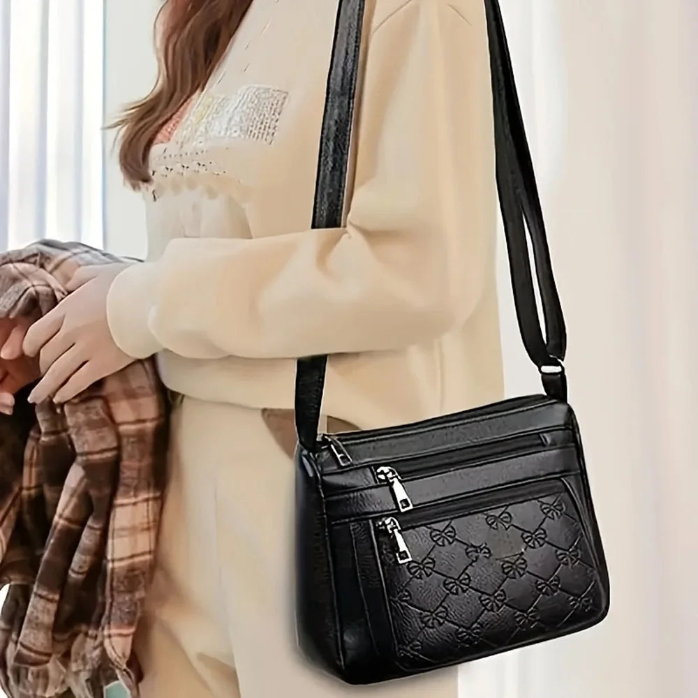 Women Crossbody Fashion Pu Leather Large Capacity Multi-Pocket Mom Bag