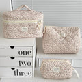 Vintage Women Floral Print Cosmetic Pouch Handbag Travel Orgainzer
