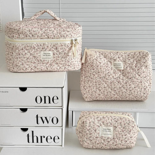 Vintage Women Floral Print Cosmetic Pouch Handbag Travel Orgainzer
