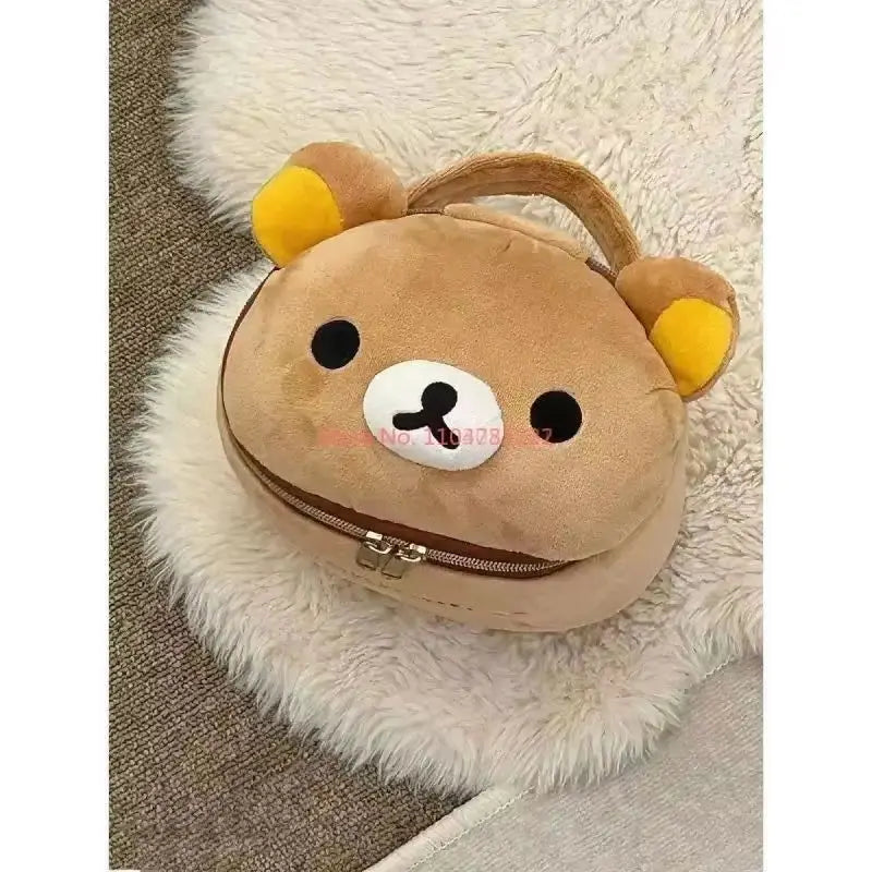 New Cute Rilakkuma Bear Girl Plush Elliptical Stereoscopic Makeup Bag