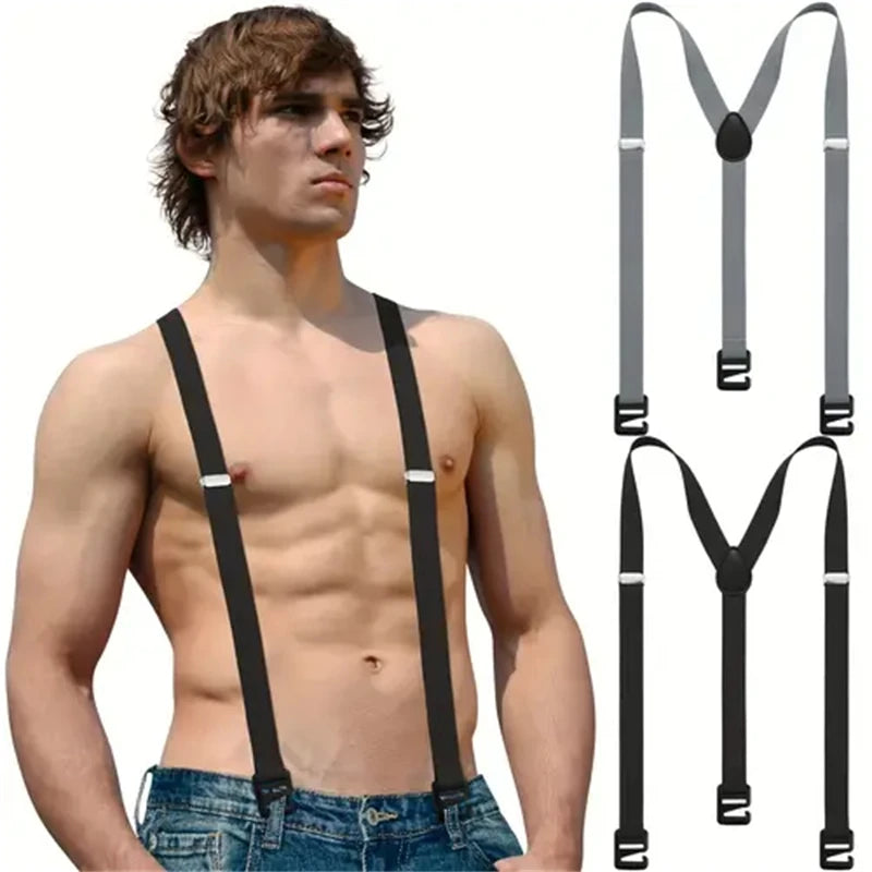 Suspenders Belt for Men 4cm Wide X-Back with 3 Plastic Gripper
