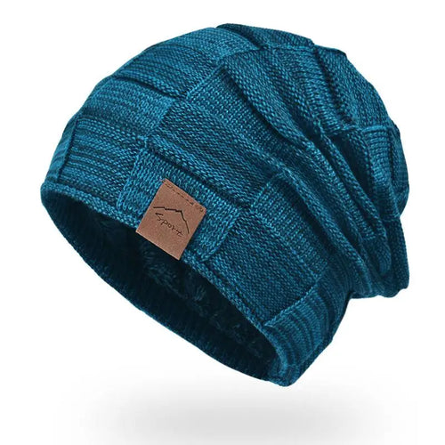Winter Women's Knitted Beanie Hat, Warm Fleece Lined Plus Size Fashion