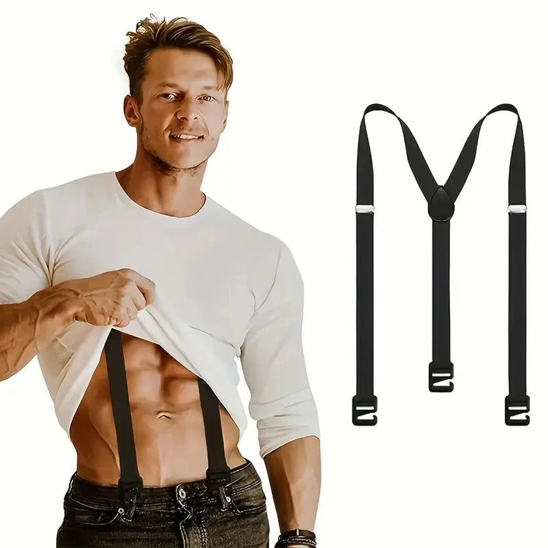 Suspenders Belt for Men 4cm Wide X-Back with 3 Plastic Gripper
