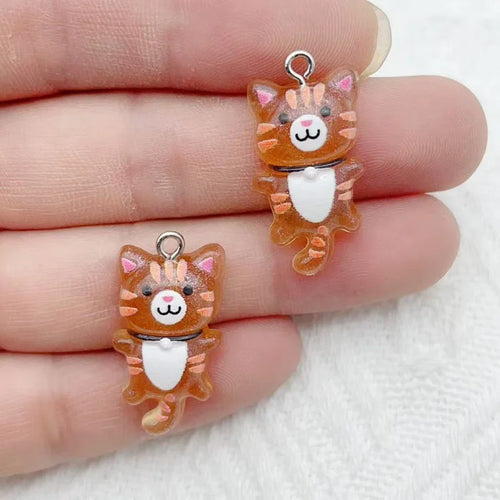 12pcs Cute Mini Cat Resin Pendant DIY Handmade Earrings Necklace