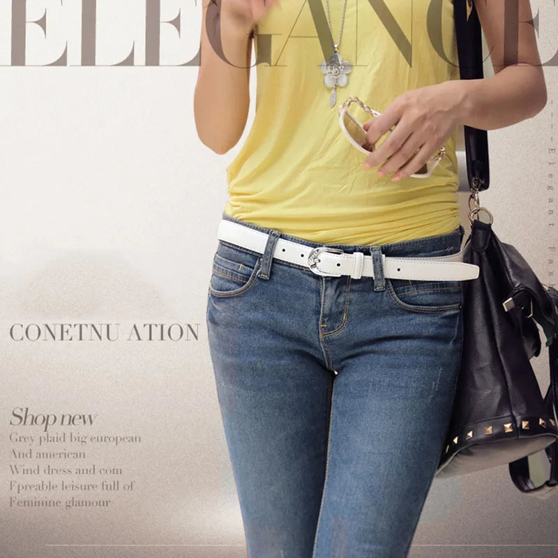 Women's Trousers Belt PU Leather Trend White Belt Fashion High Quality