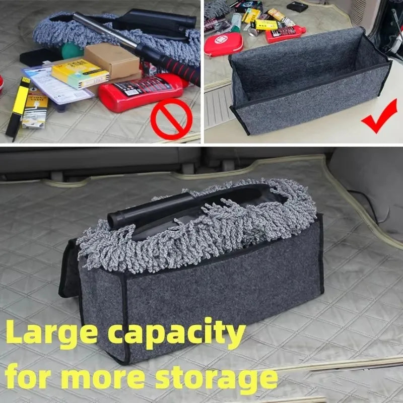1PC Dark Gray Car Felt Storage Box Car Storage Bag Enlarged and