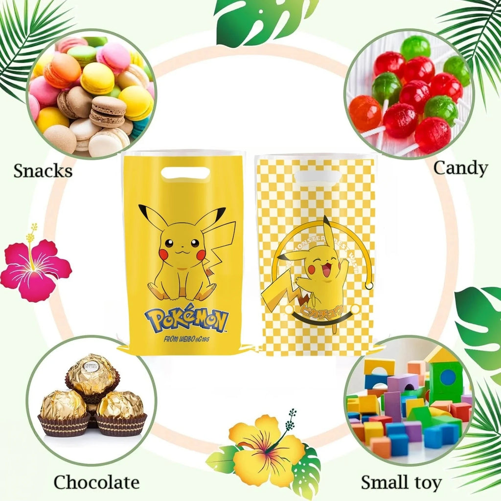 10-50pcs Pokémon themed Birthday Gift Bags Plastic Candy Treasure Hunt