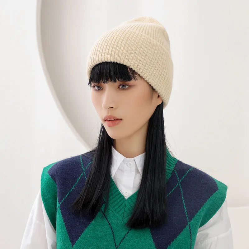 Winter Warm Rabbit Hair Hoodie Women's Knitted Hat Versatile Knitted