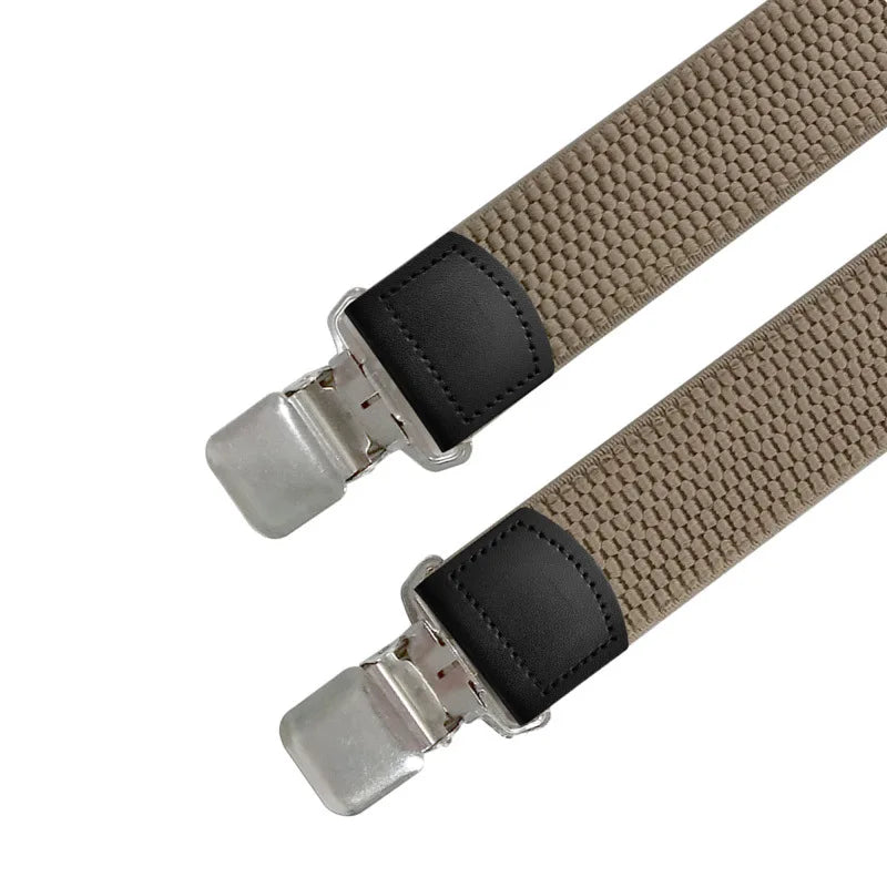 Heavy Duty Suspenders for Men Work Outdoor 3.8cm X-Back 4 Strong Clips