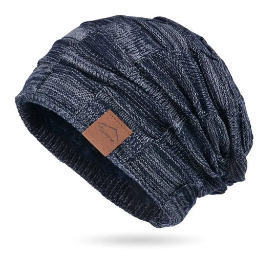 Winter Women's Knitted Beanie Hat, Warm Fleece Lined Plus Size Fashion