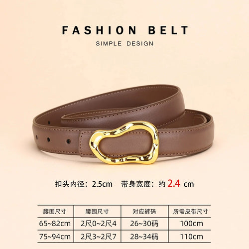 Genuine Leather Belt for Women; Fashionable Accessory for Versatile