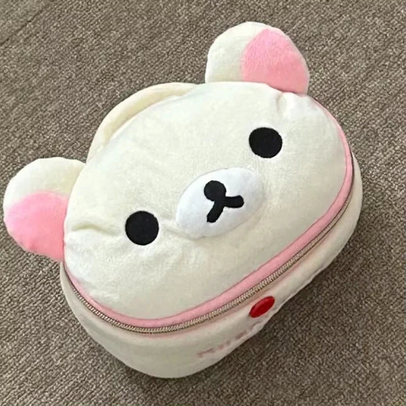 New Cute Rilakkuma Bear Girl Plush Elliptical Stereoscopic Makeup Bag
