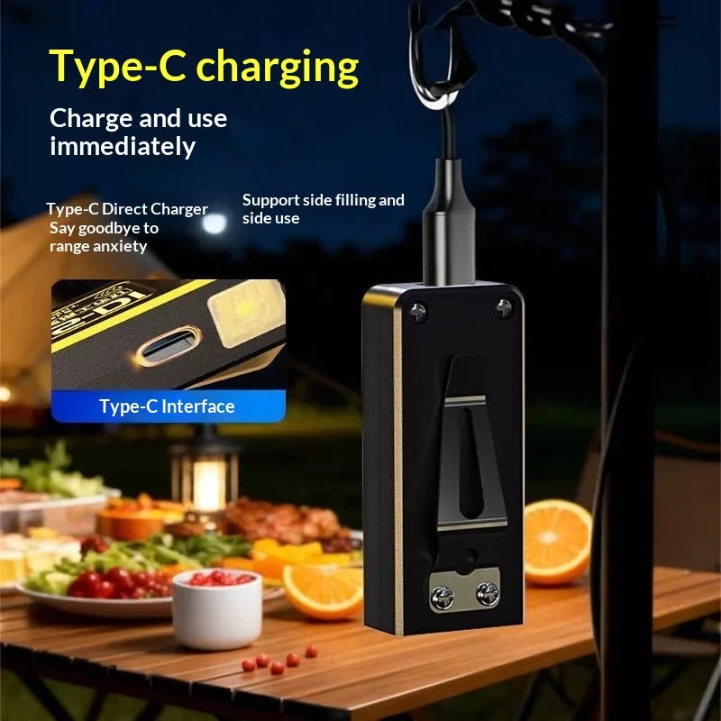 Mini COB LED Flashlight USB C Rechargeable Powerful Work Light with