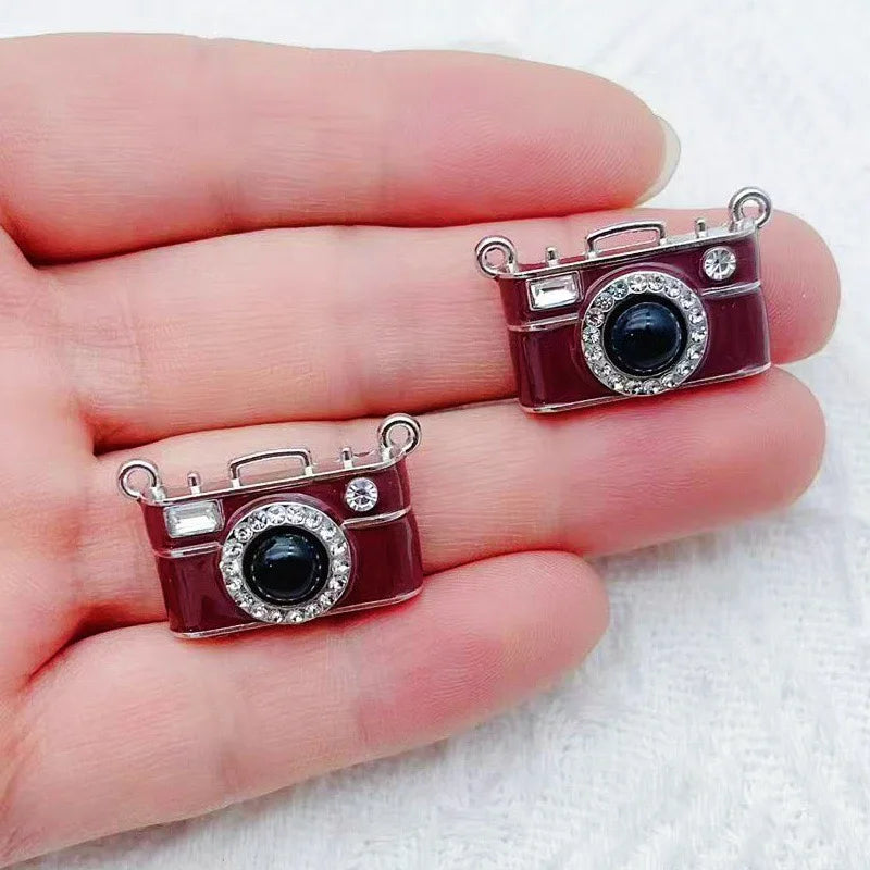 10pcs Retro Brown Camera Double Hanging Pendant Handmade DIY Bracelet