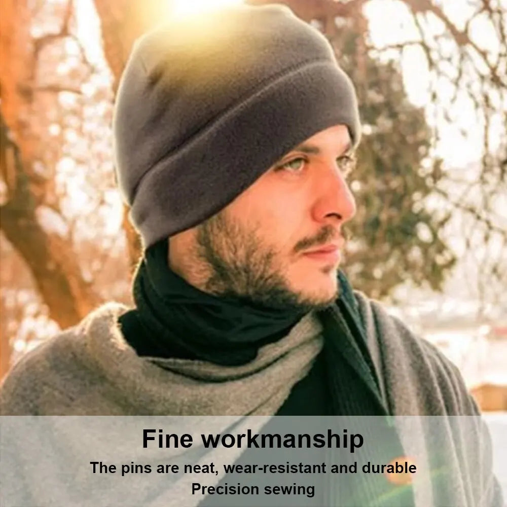 1PC Warm Winter Skull Cap Soft Polar Fleece Hat Thick Windproof Cap