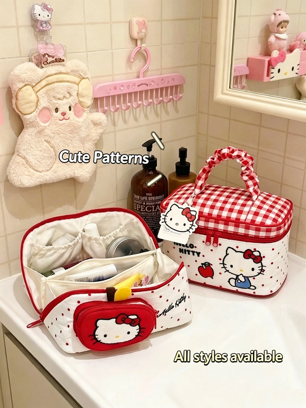 Hello Kitty Cosmetic Bag Large Capacity Travel Makeup Organizer with
