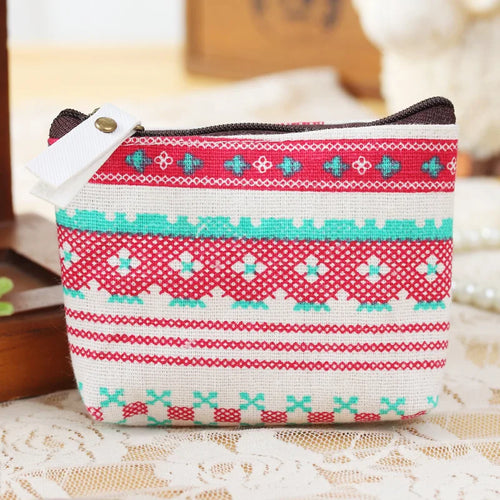 Fashion Flower Pattern Coin Purses Small Fresh Canvas Coin Wallet Lady