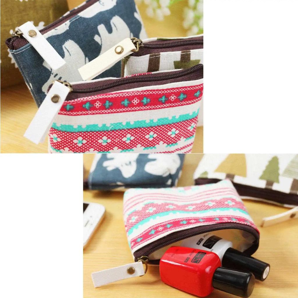 Fashion Flower Pattern Coin Purses Small Fresh Canvas Coin Wallet Lady