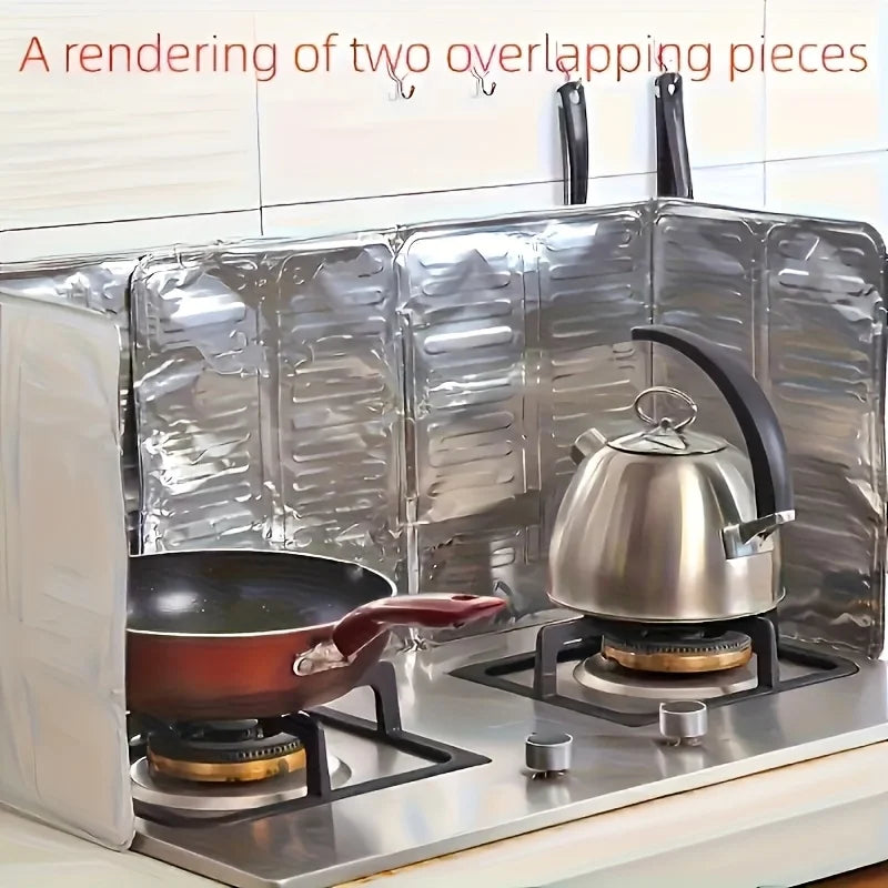 Foldable Aluminum Foil Oil Splatter Guard for Gas Stove, Kitchen