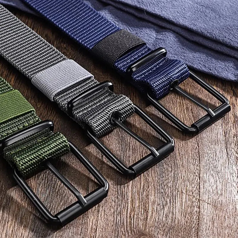 Men's and Women's Nylon Belt Porous Canvas Pin Buckle Outdoor Belt