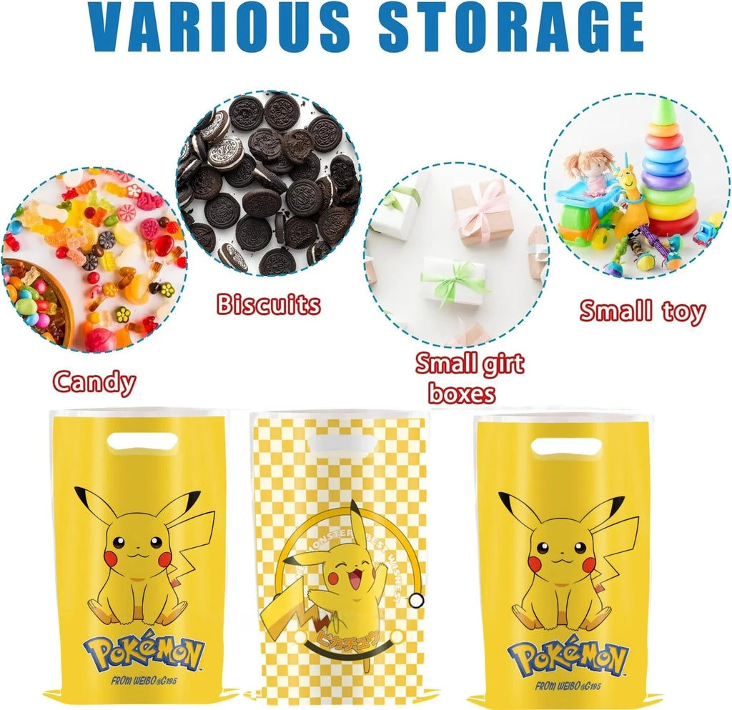 10-50pcs Pokémon themed Birthday Gift Bags Plastic Candy Treasure Hunt