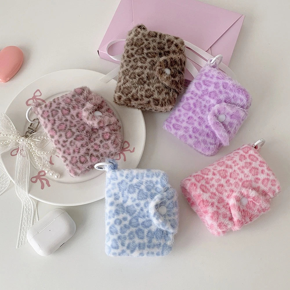 Leopard Pattern Plush Coin Purse Cute Wallet Card Bag Korean Fashion