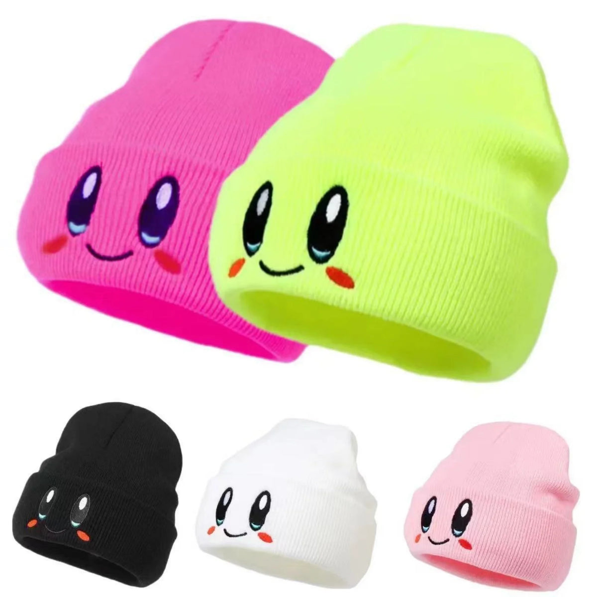 Big Eye Embroidery Elasticity Beanies Women's Cartoon Knitted Skull