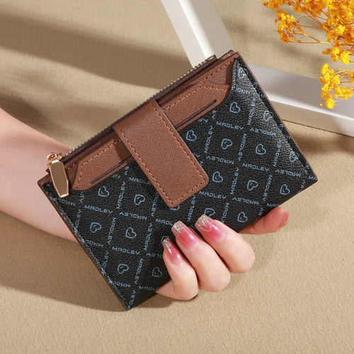 Vintage Solid Color Short Wallet, Portable Bifold Coin Purse, Women's